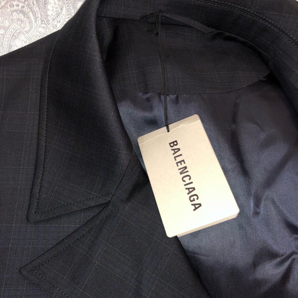BALENCIAGA CHECK HIGH COLLAR JACKET SIZE 50/L - Picture 5 of 8